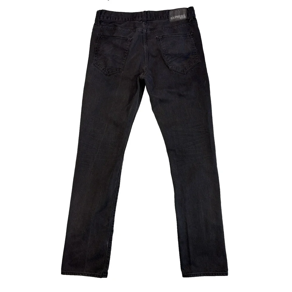 Express Mens 32X34 Black Rocco Slim Fit Skinny Leg Jeans Urban Streetwear Skater